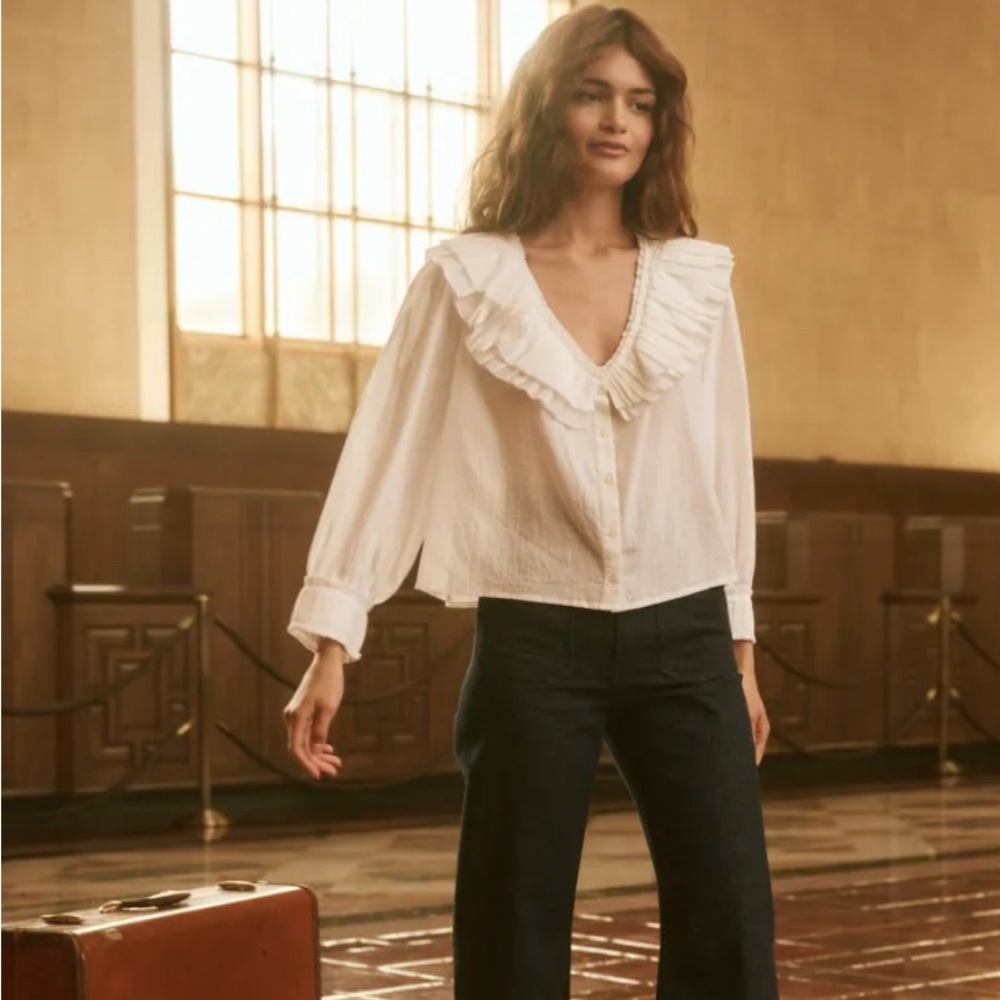 THE GREAT. White Ruffled Blouse - Picture 2 of 14